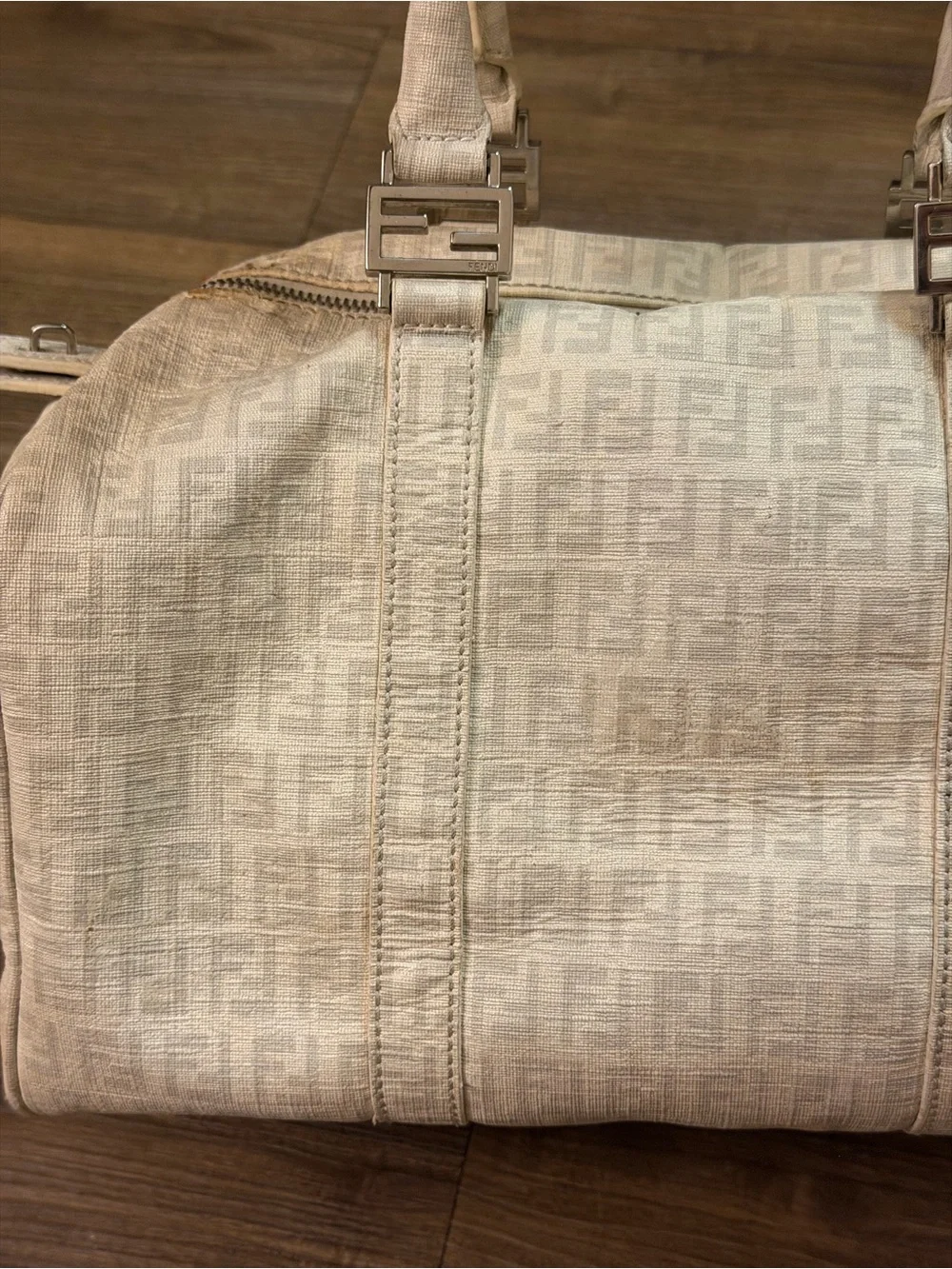 Fendi Beige Zucca Canvas Top-Handle Satchel